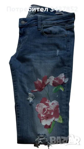 Страхотни дънки GUESS Starlet Skinny Low с флорален принт М размер , снимка 2 - Дънки - 56235744