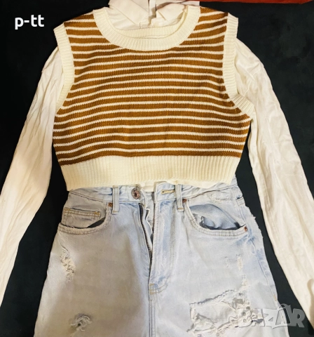 Пуловер къс ,без ръкав , снимка 2 - Блузи с дълъг ръкав и пуловери - 52336034