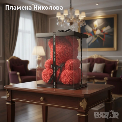 Мече изработено от рози с панделка, снимка 4 - Романтични подаръци - 53093664