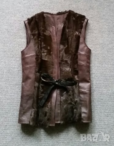 Бутиков елек от естествена кожа и естествен косъм. Ново