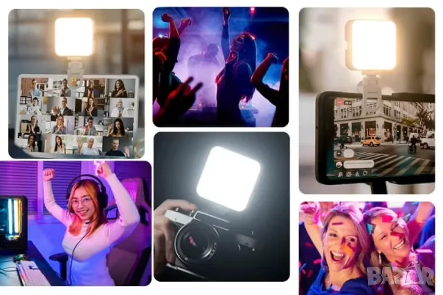 Диодно осветление за заснемане на видео, с щипка, за телефон, лаптоп, снимки, LED лампа, светлина, снимка 6 - Светкавици, студийно осветление - 49477900