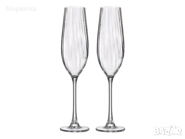 Комплект 6 чаши за шампанско Bohemia Columba Optic, Кристални, 260 мл, снимка 2 - Чаши - 51215816
