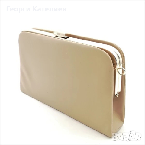 Чанта Клъч Официална Твърда Бежова Еко Кожа, снимка 2 - Чанти - 44935741
