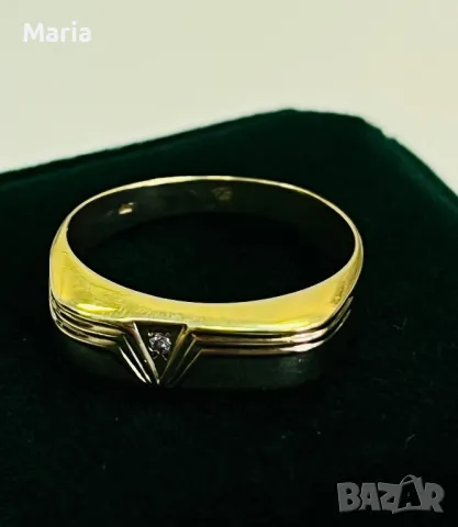 Пръстен жълто злато и брилянт Unisex, снимка 10 - Пръстени - 49970719