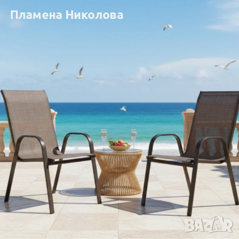 Стифиращи се градински столове от стомана и текстил – комплект 2 броя, снимка 4 - Градински мебели, декорация  - 53253898