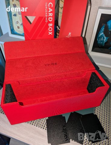 Кутия за карти Vault X Exo-Tec 450+ с магнитен капак - черно, червено, снимка 11 - Нумизматика и бонистика - 42223409