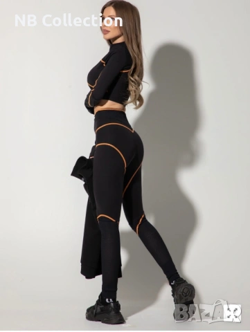 Alessa Prime Active Дълъг Клин - Black/Orange, снимка 2 - Клинове - 54232027