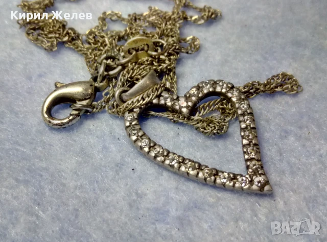 СРЕБЪРЕН ПЕНДАНТ СЪРЧИЦЕ СРЕБРО 925 с ЦИРКОНИ и СРЕБЪРНА 925 ВЕРИЖКА с ПОСРЕБРЕНА ЗАКОПЧАЛКА 49772, снимка 3 - Колиета, медальони, синджири - 50489534