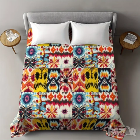 Страхотна покривка за легло бохемски стил 100% памук 229 на 259 см, снимка 3 - Покривки за легло - 51763697
