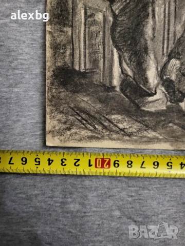 Вера Лукова картина рисувана с въглен размер 35х24.5см, снимка 5 - Картини - 50596464
