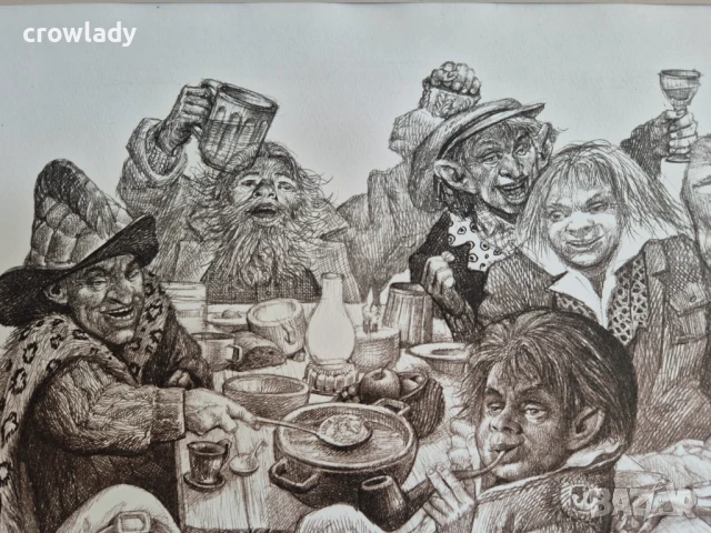 РОБЕРТ БАРЪМОВ 1966 - 2021 Снежанка II 2016г. литография суха игла, снимка 4 - Картини - 50779720