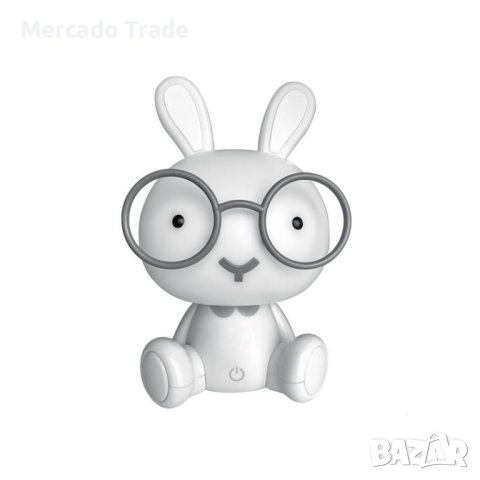 Нощна лампа Mercado Trade, Зайче с очила, 3 нива на яркост, USB, Бял, снимка 2 - Настолни лампи - 42923571