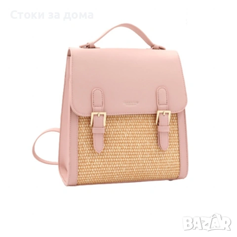 Кокетна дамска раница със сламени детайли, снимка 2 - Чанти - 53304695