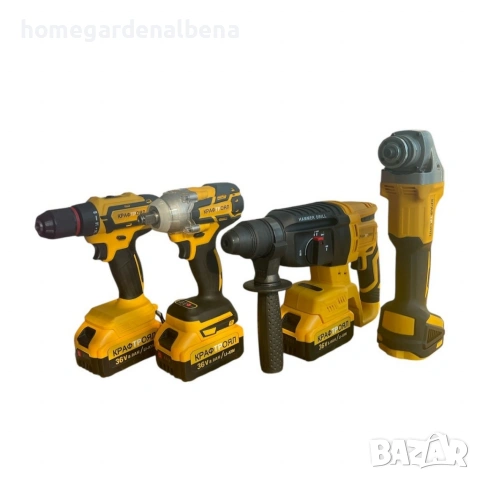 Професионален Акумулаторен Комплект 4 в 1 | 36V | Перфоратор, Ъглошлайф, Гайковерт и Винтоверт, снимка 2 - Ъглошлайфи - 54211554