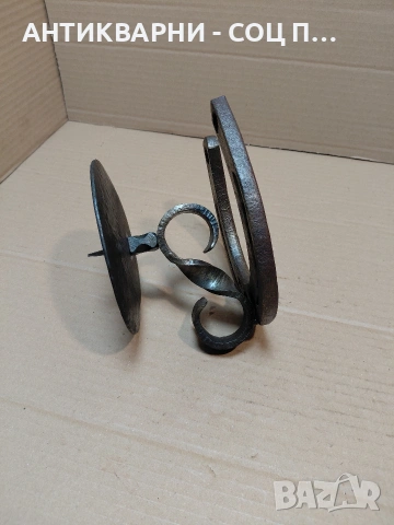 Стара Ръчно Кована Немска Подкова Свещник 1943г. Тегло 1.300кг. НОМЕР 280., снимка 4 - Антикварни и старинни предмети - 54306651