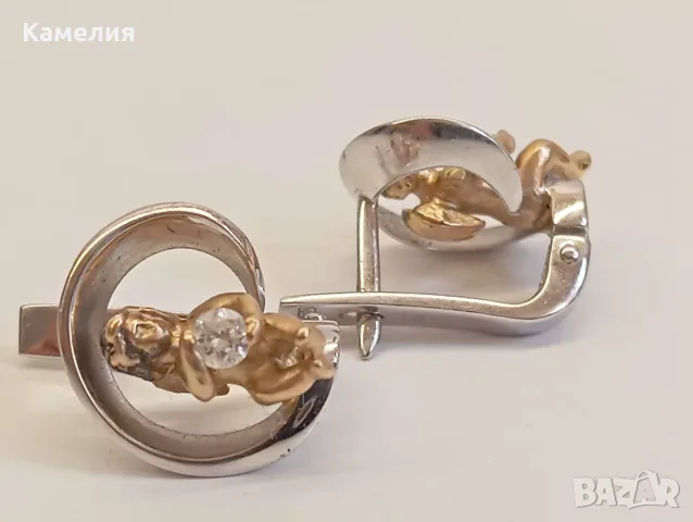 Златни обеци с брилианти. , снимка 9 - Обеци - 55989089