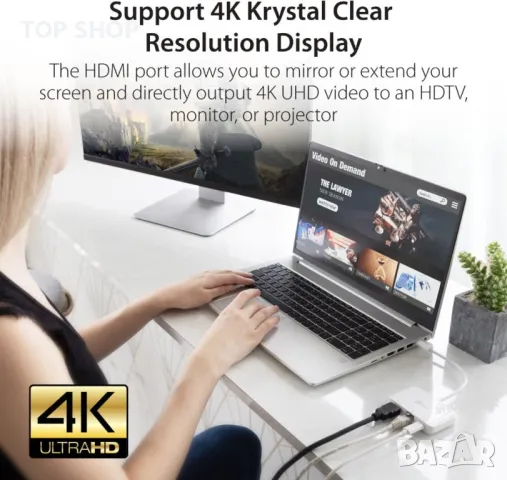 НОВО! Адаптер USB C към 4K HDMI, снимка 7 - Кабели и адаптери - 49419900