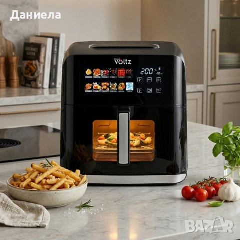 Еърфрайър Oliver Voltz OV51980CF, 1800W, 8 литра, Двоен нагревател, 12 Програми, LED дисплей
