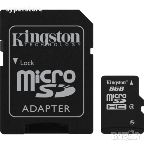 ФЛАШ КАРТА Micro SD 8 GB Kingston + адаптер за SD клас 4 MicroSD TF TransFlash, снимка 2 - Карти памет - 50593109