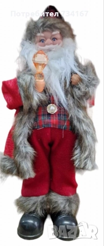 Декоративен музикален Дядо Коледа със светеща факла, на батерии. Височина: 40см. 