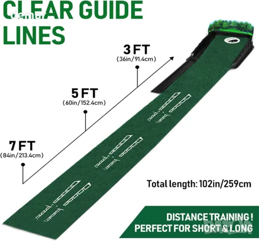 JIMITOP Putting Green Indoor - Постелка за голф с лещовидна 3D задна плоча, връщане на топката, снимка 3 - Голф - 48167453