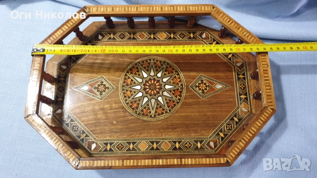 Старинен поднос с борд и невероятно богата интарзия, снимка 9 - Антикварни и старинни предмети - 52791999