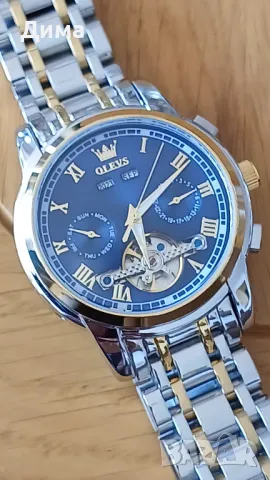 Olevs Автоматик, Дисплей Скелетон, HD Светещ, Прозрачен гръб, Мултифункционален, Календар, 3 ATM, снимка 7 - Мъжки - 46975116