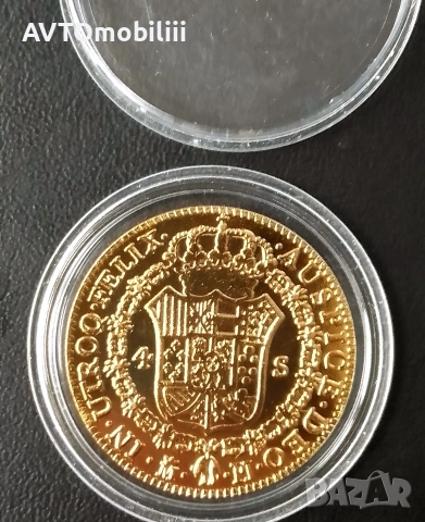 Позлатена средновековна испанска монета в капсула , снимка 4 - Нумизматика и бонистика - 52859416
