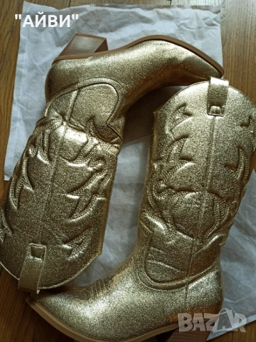 Дамски ботуши в златисто , снимка 9 - Дамски ботуши - 51922869