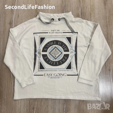 Дамски суитшърт Rick Cadrona Inspiration, памучен, размер L-XL, екрю