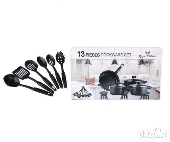 Комплект съдове за готвене от 13 части,незалепващо покритие,за използване на индукционни котлони и п, снимка 4 - Аксесоари за кухня - 53343583