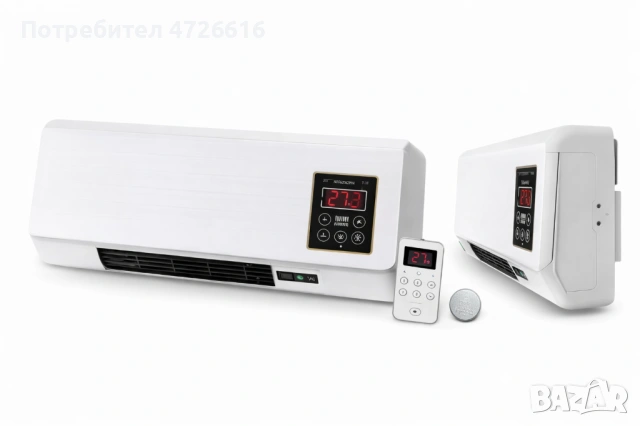 Стенен отоплител 2-в-1 Wall Heater 1800W WH-1800RD + Wi-Fi/дистанционно, снимка 2 - Отоплителни печки - 53328566
