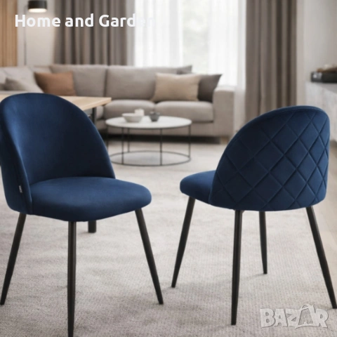 Дизайнерски син стол FARO – тапициран, стабилен и удобен, снимка 4 - Столове - 53971529