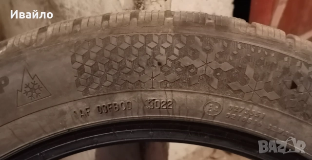 Продавам 4 броя Зимни гуми 215.55.17 на 1 сезон дот 2022 Контентал , снимка 5 - Гуми и джанти - 54064928