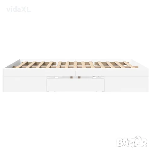 vidaXL Рамка за легло без матрак Бяла 160x200 см инженерно дърво, снимка 6 - Спални и легла - 56146904