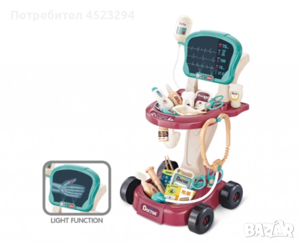 Комплект за игра на доктор, с количка, 29 аксесоара, със светлина, снимка 3 - Детски комплекти - 52654781