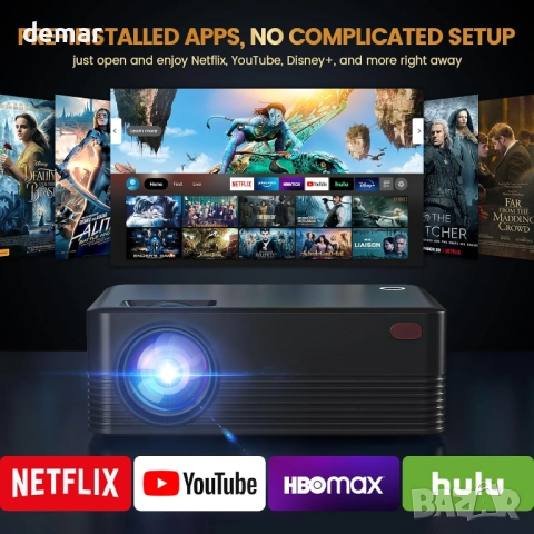 Мини преносим проектор с WiFI и Bluetooth, Native 1080P Full HD, черен, снимка 2 - Плейъри, домашно кино, прожектори - 52118126