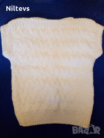 Детски пуловер без ръкави, пан прежда, нов, ръчно плетен. , снимка 1 - Детски пуловери и жилетки - 31946849