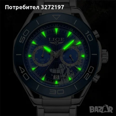 2024 LIGE Relogio Masculino,кварцов часовник, дата, водоустойчив,каишка неръждаема стомана, снимка 3 - Мъжки - 48042432