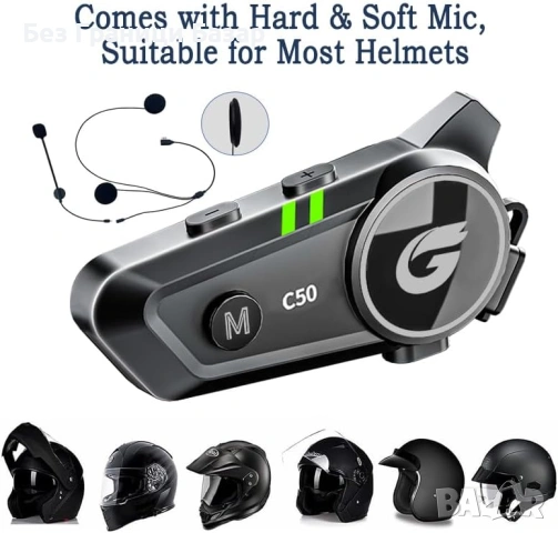 Нова слушалка Bluetooth интерком за мото каска 1000м IP67 шумопотискане, снимка 3 - Слушалки, hands-free - 53032686