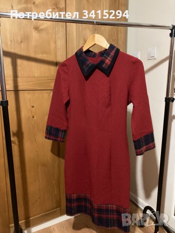 Червена рокля с 3/4 ръкав, снимка 1 - Рокли - 38903764