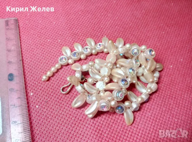 СТАРО ПЕРЛЕН Тип РЕТРО КОЛИЕ с ЦВЕТЕН БОХЕМСКИ КРИСТАЛ 56789, снимка 12 - Антикварни и старинни предмети - 47307471