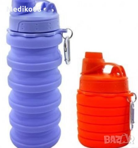 Сгъваема бутилка за многократна употреба 600мл, снимка 7 - Спортна екипировка - 29806357