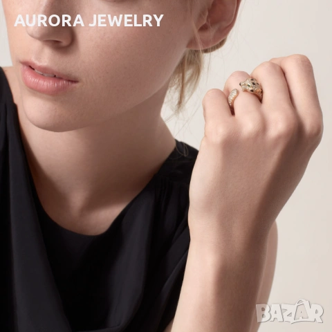 CARTIER Panthere de Cartier Gold Black Paved Diamonds Дамски Пръстен, снимка 10 - Пръстени - 53239081