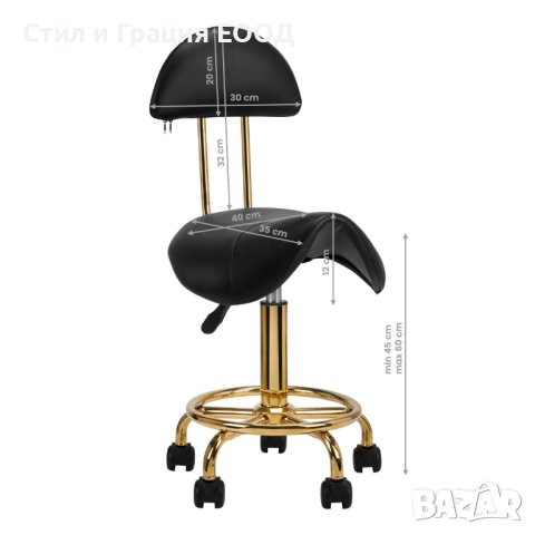 Козметичен стол - табуретка с облегалка 6001G 45/60 см-бяла/розова/черна, снимка 6 - Друго оборудване - 44365491