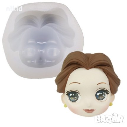 Дамско лице момиче принцеса Белл кукла силиконов молд форма декорация торта фондан шоколад гипс