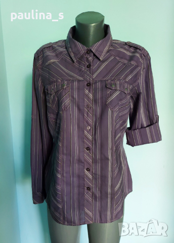 Уникална маркова риза ”Cecil”two-tone patchwork / цвят Аметист , снимка 1 - Ризи - 15473687