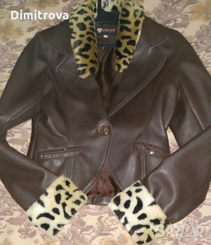 Дамско кожено яке, снимка 1 - Якета - 23832828