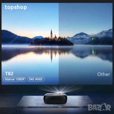 НОВ проектор VGKE T82, Android, 18000 лумена, Full HD 1080P, WiFi Bluetooth проектор със сензорен..., снимка 5 - Плейъри, домашно кино, прожектори - 50493213