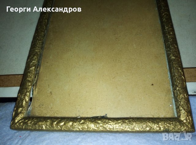 СТАРИННА ДЪРВЕНА РАМКА за СНИМКИ / ГРАФИКА / ГОБЛЕН със ЗЛАТЕН ВАРАК и СТЪКЛО, снимка 6 - Антикварни и старинни предмети - 42209160